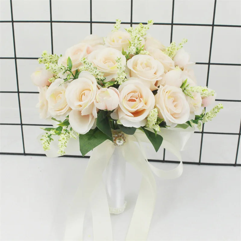 Bridal Bridesmaid Wedding Bouquet White Silk Flower