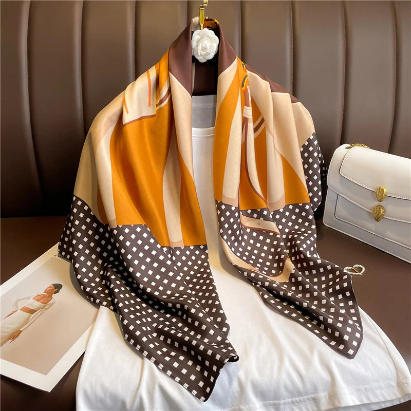 90*90Cm Square Scarf Twill Silk Bandana Pashmina