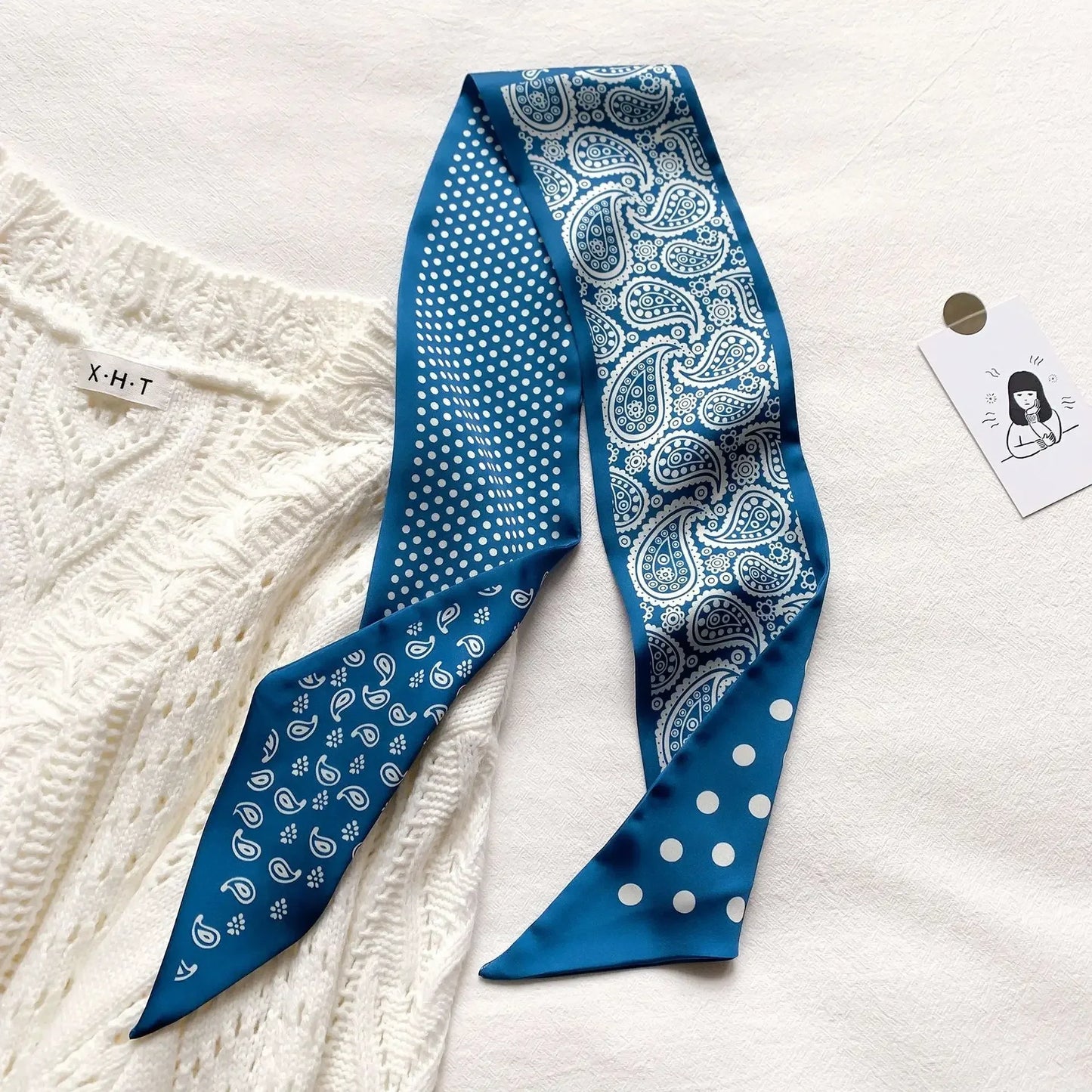 Fashion Print Hair Ribbon Scarf
