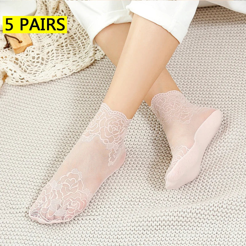 Lot Lolita Women Invisible Lace Socks