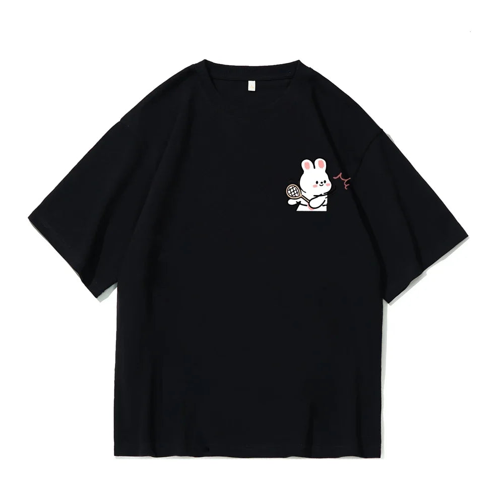 Tennis Rabbit Print Couple T-Shirts