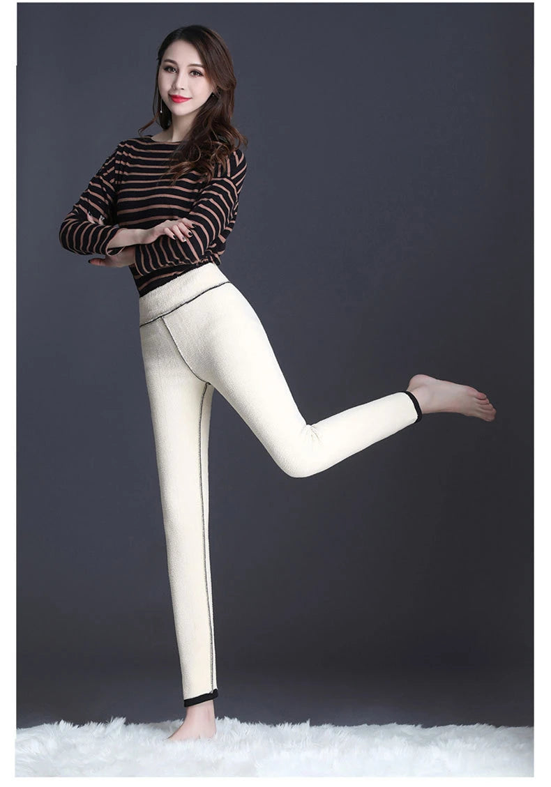 Women Lamb Fleece Legging Seamless High Waist