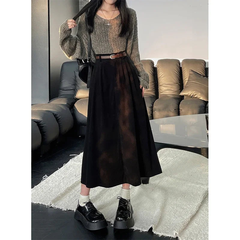 Midi Skirt Women High Waist