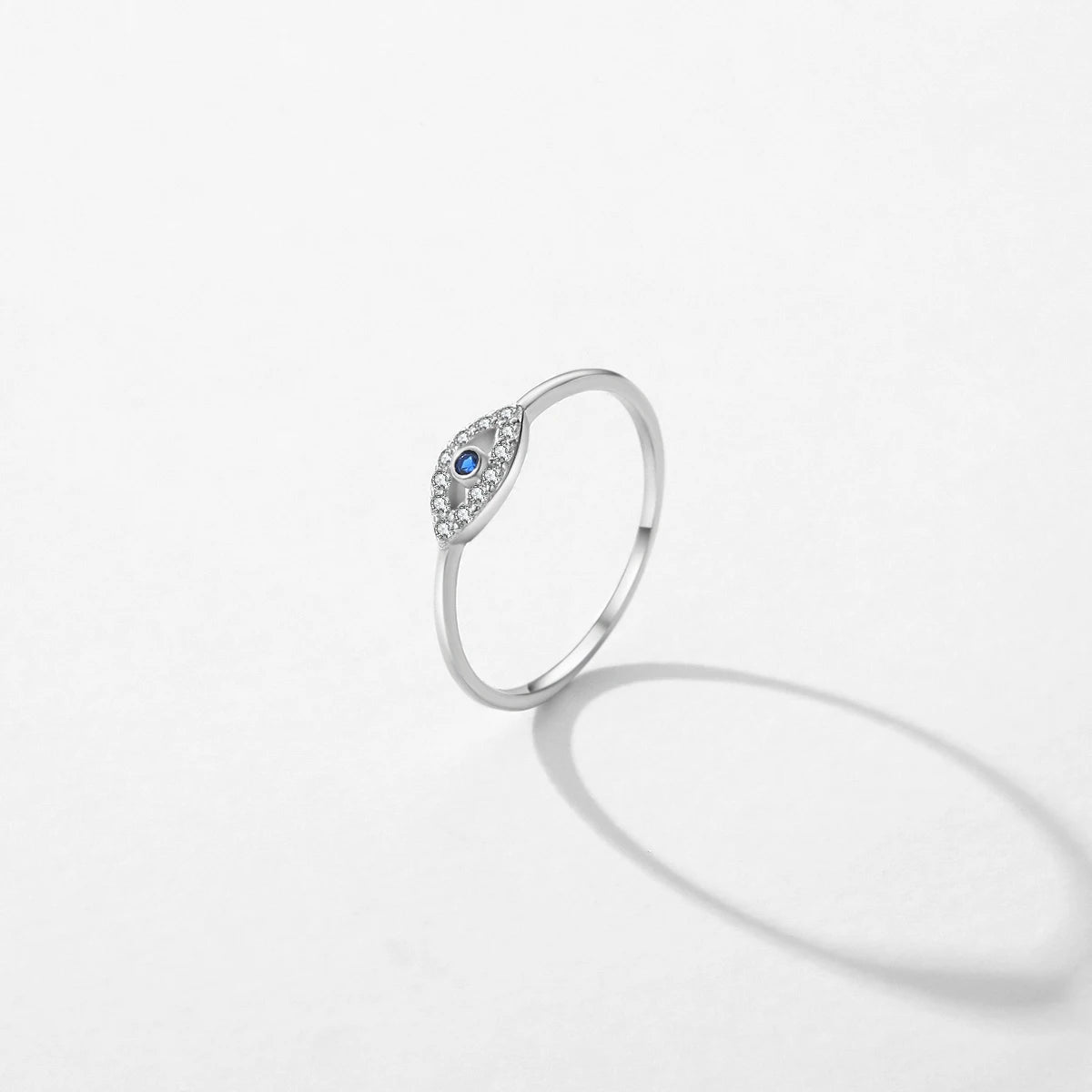 Sterling Silver Cute Blue Ghost Eyes Ring