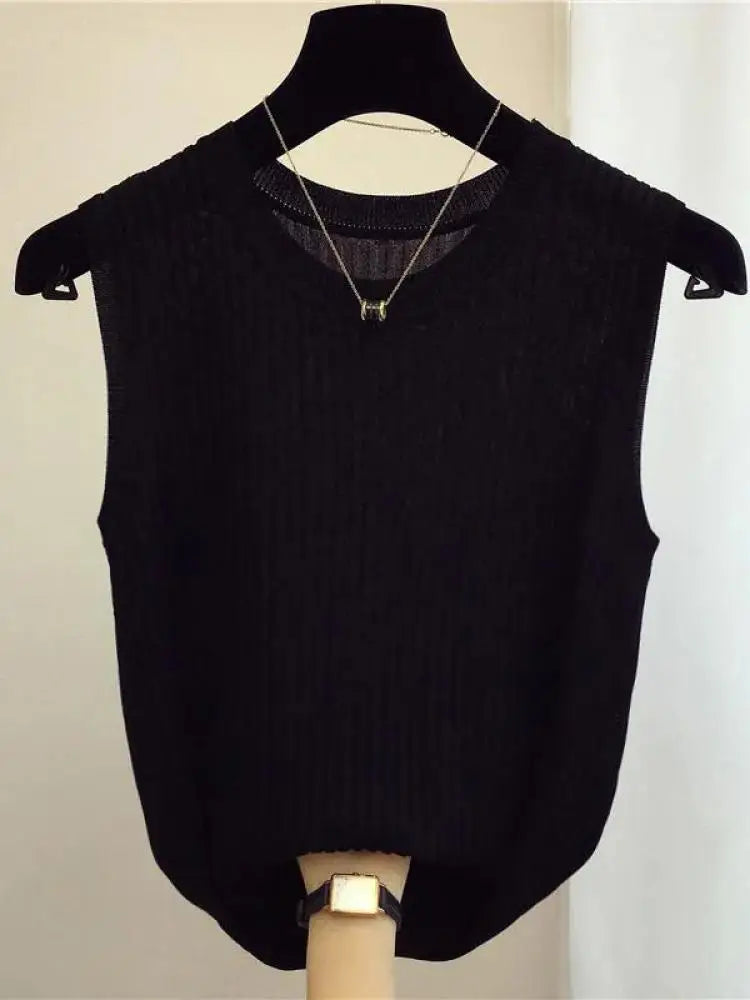 Tanks Top Women Sleeveless Knitted T-Shirts