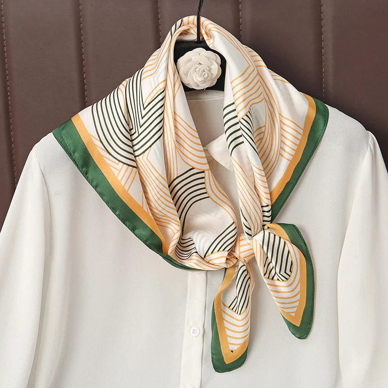 Print Satin Silk Square Scarf