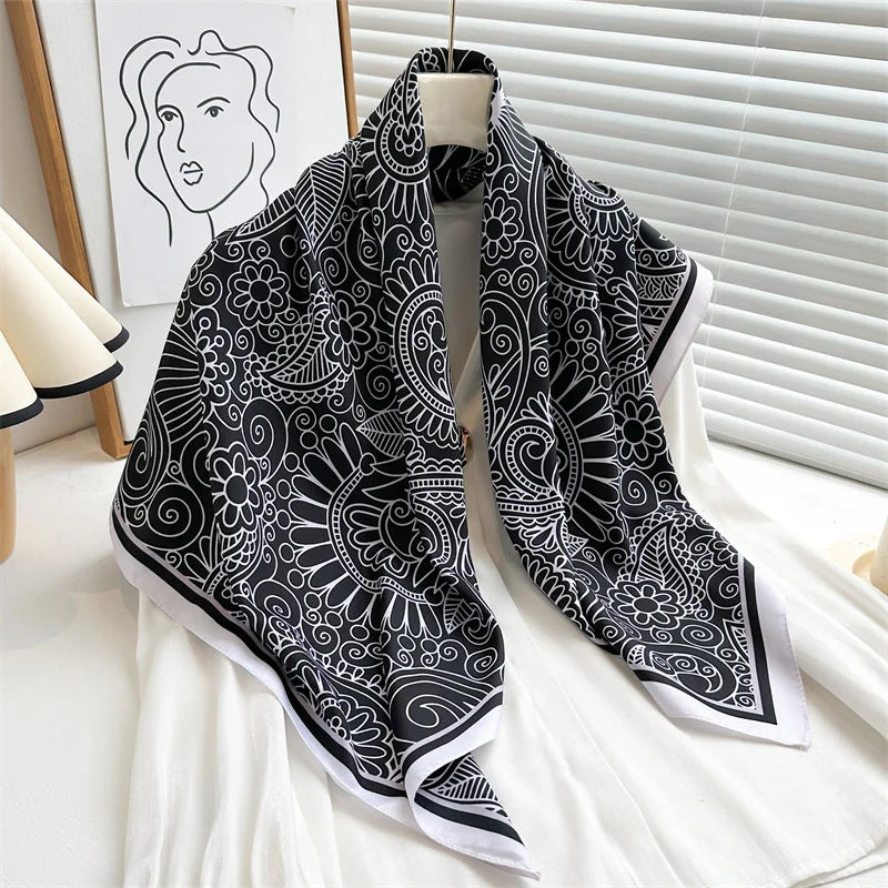 90*90Cm Square Scarf Twill Silk Bandana Pashmina