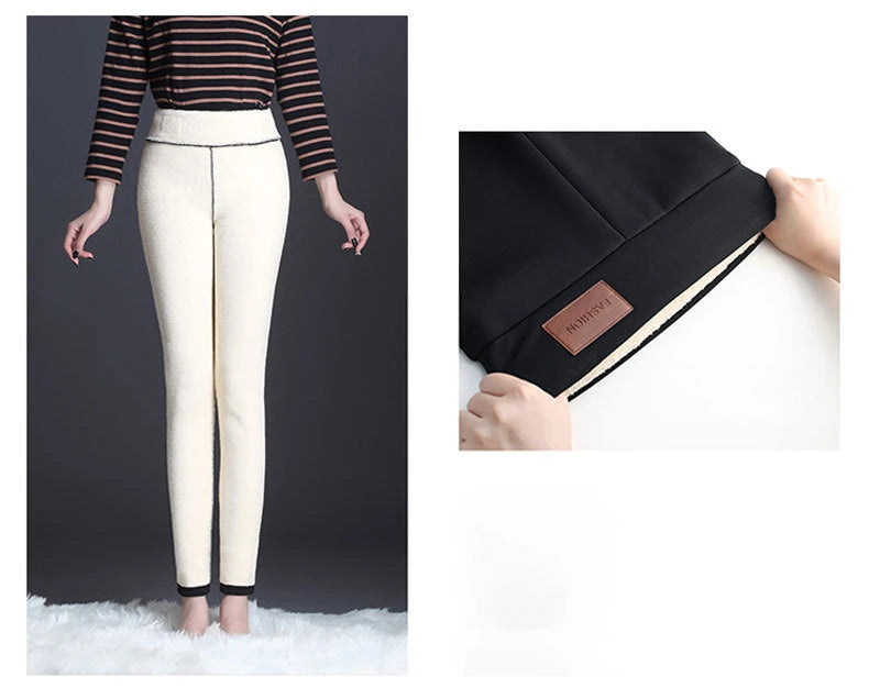 Women Lamb Fleece Legging Seamless High Waist