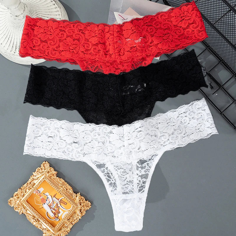 3PCS Lace Floral Women Panties