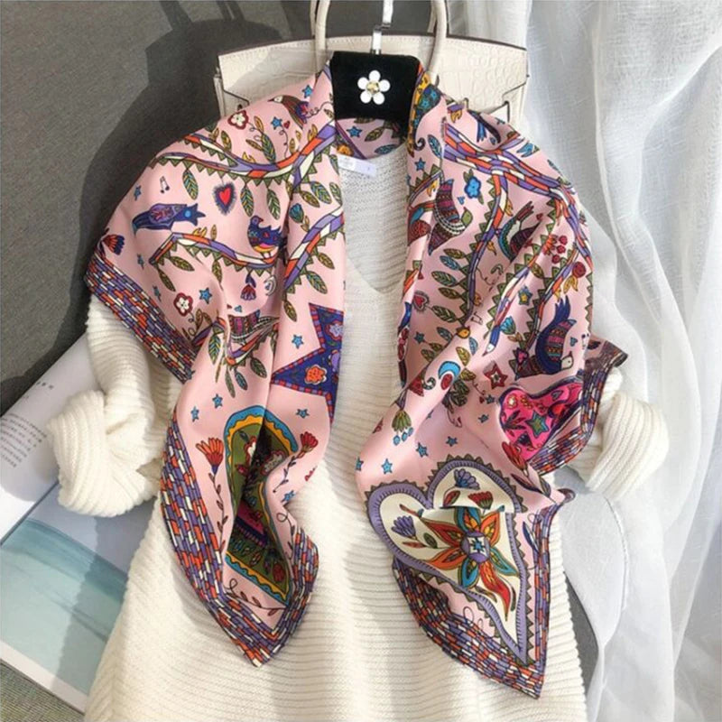 90*90Cm Square Scarf Twill Silk Bandana Pashmina
