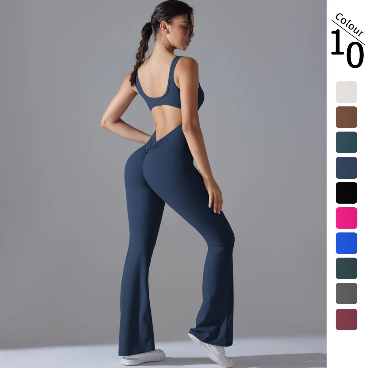 Sexy Back V Jumpsuit Gym Set Women