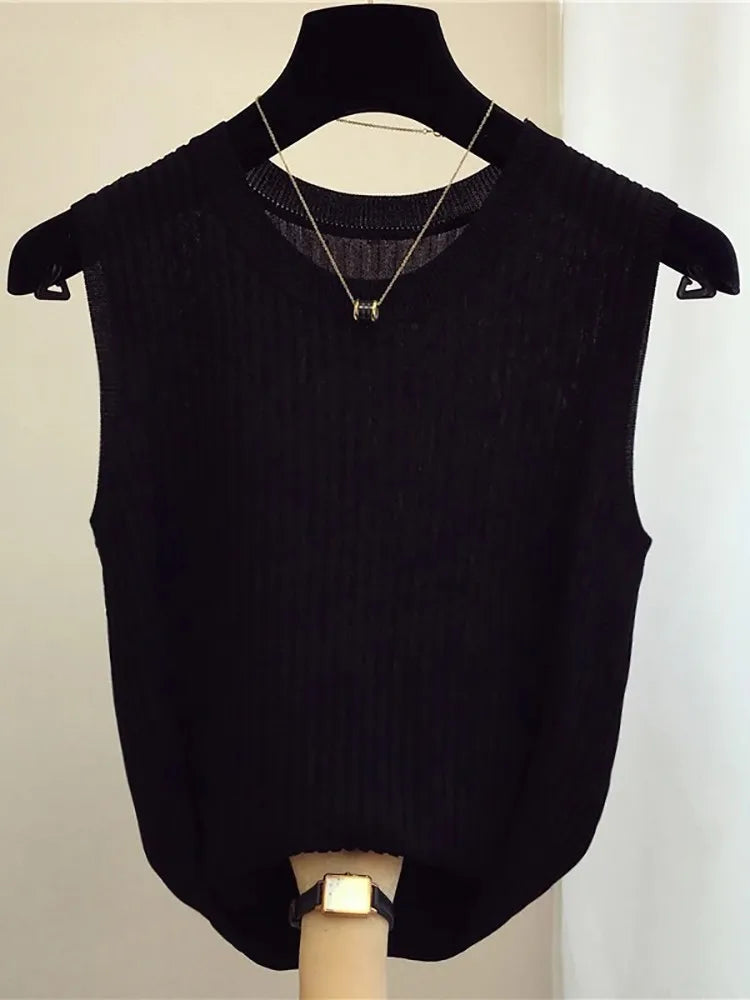 Tanks Top Women Sleeveless Knitted T-Shirts