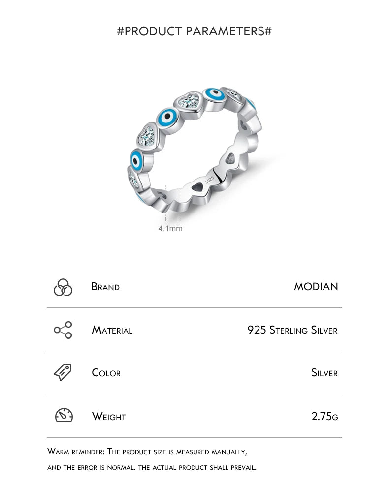 Sterling Silver Cute Blue Ghost Eyes Ring
