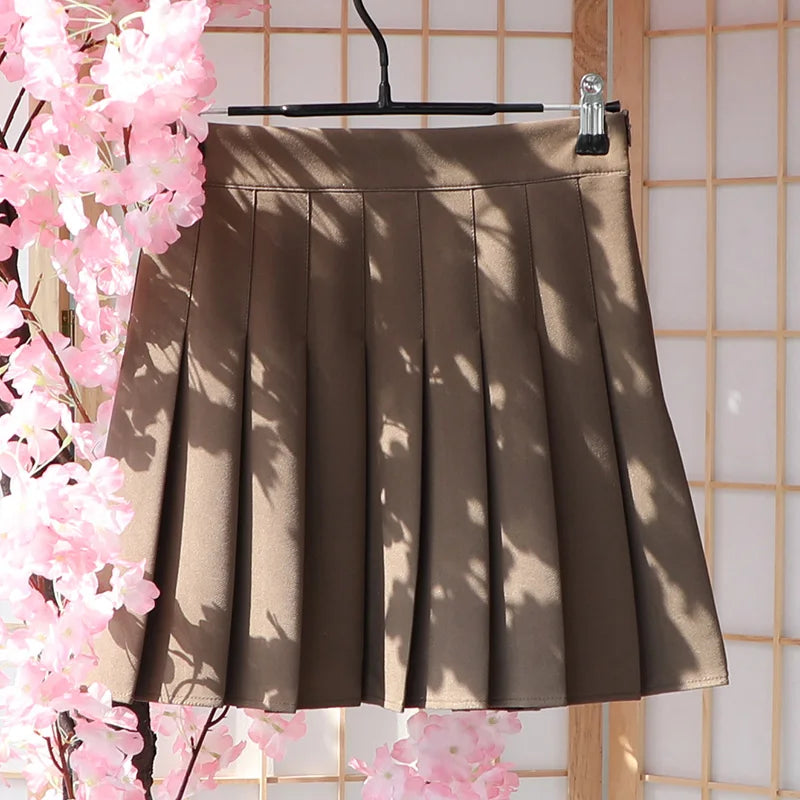 Khaki A-Line Korean Preppy Style Jupes Black Mini Skirts