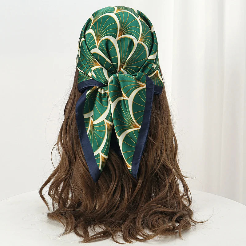 Print Satin Silk Square Scarf