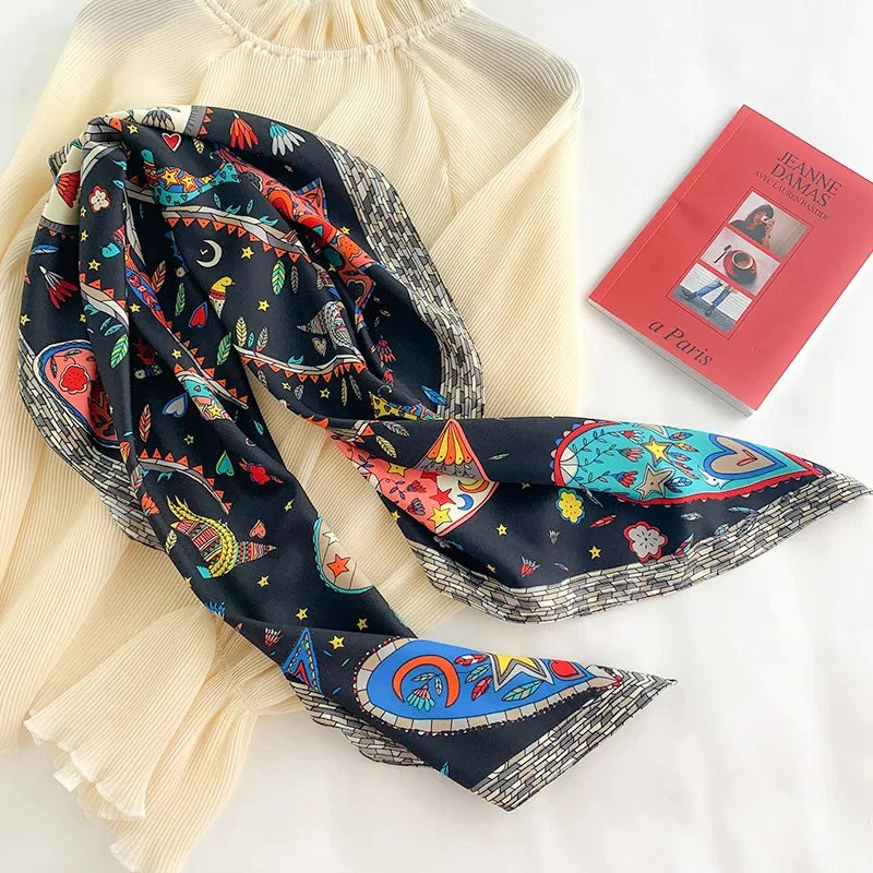 90*90Cm Square Scarf Twill Silk Bandana Pashmina