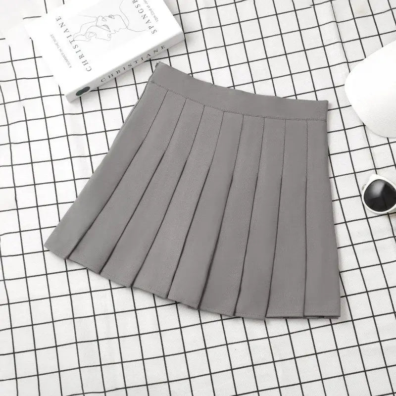 High Waist Korean Style Black Mini Pleated Skirt