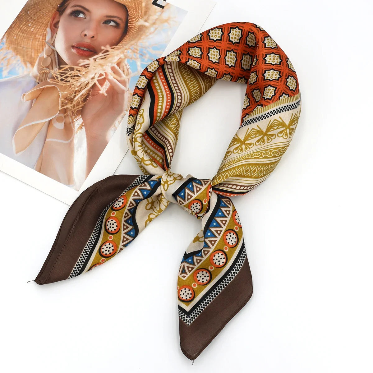 Luxury Design Print Silk Square Scarf