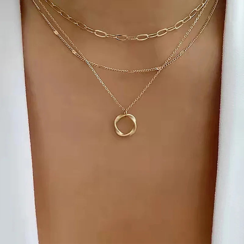 Gold Color Multi Layered Chains