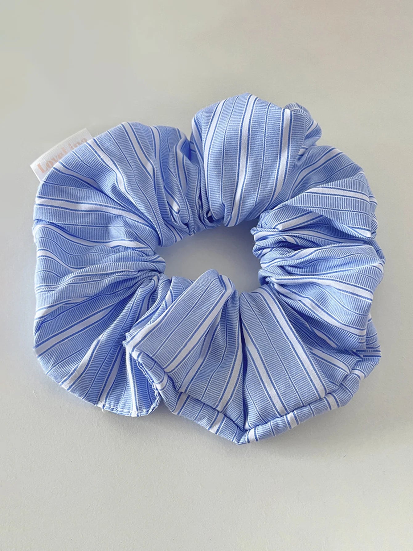 New Scrunchies Striped Blue Color Large Size Hair Ties