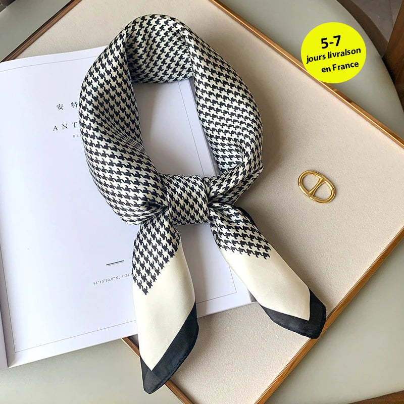 Silk Square Plaid Scarf