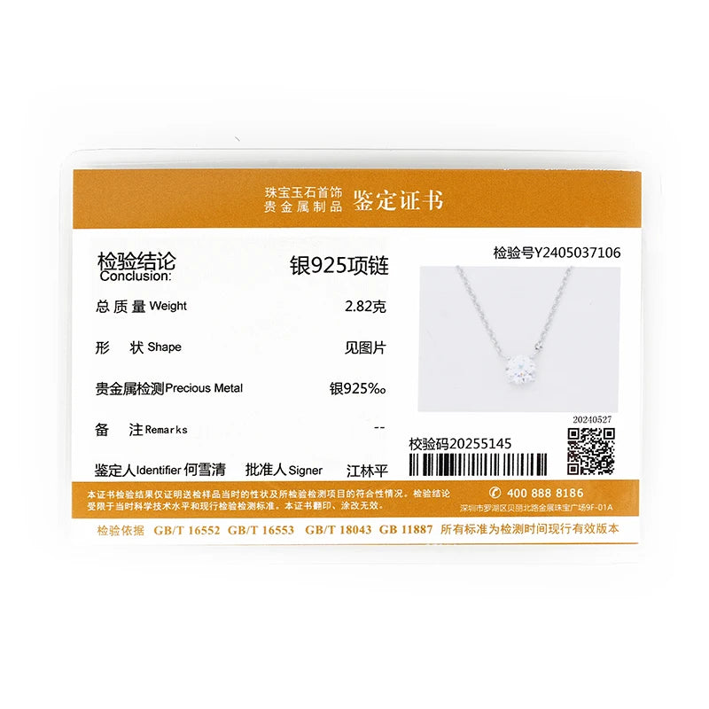 Original 3CT 1CT 2CT Moissanite Necklace