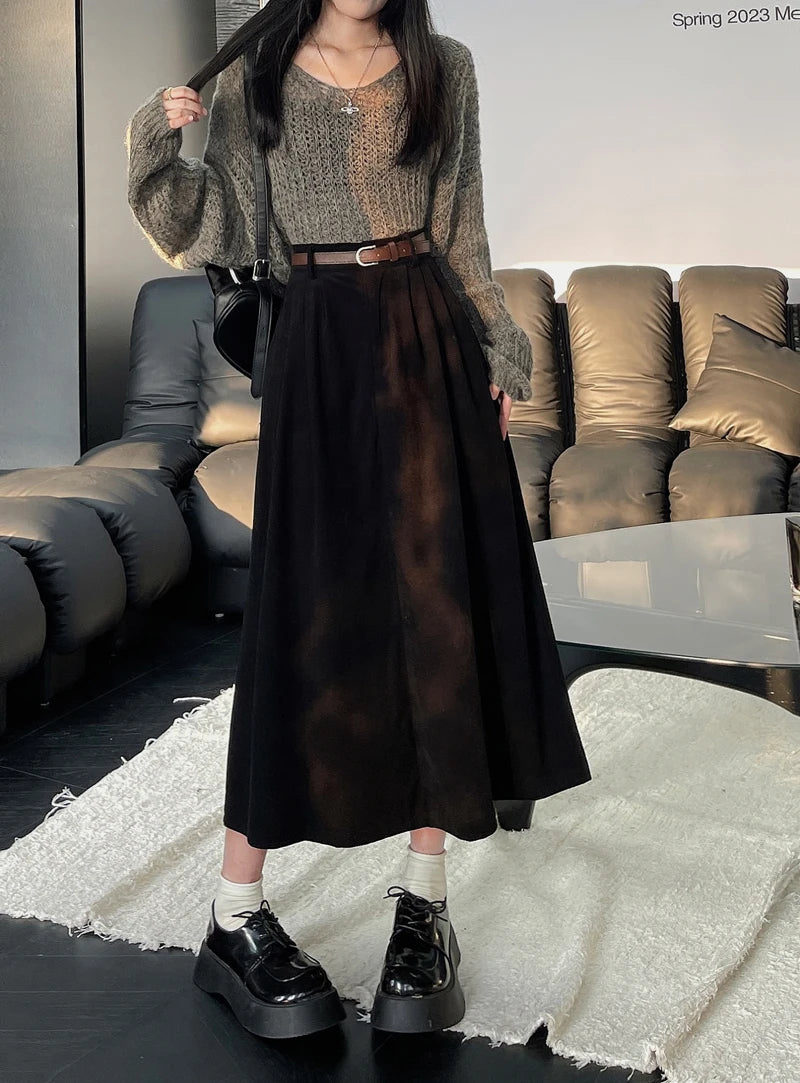 Midi Skirt Women High Waist