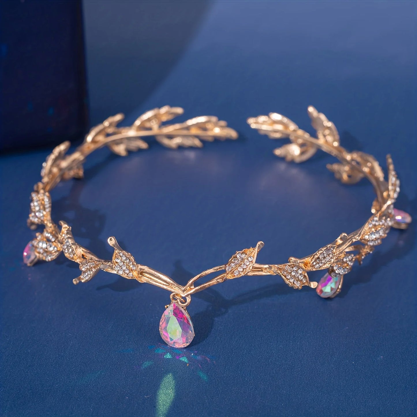 Vintage Fairy Crown Tiaras Crystal Leaves