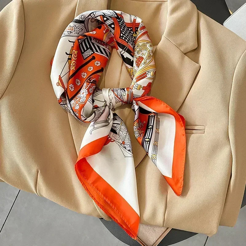 Luxury Design Print Silk Square Scarf