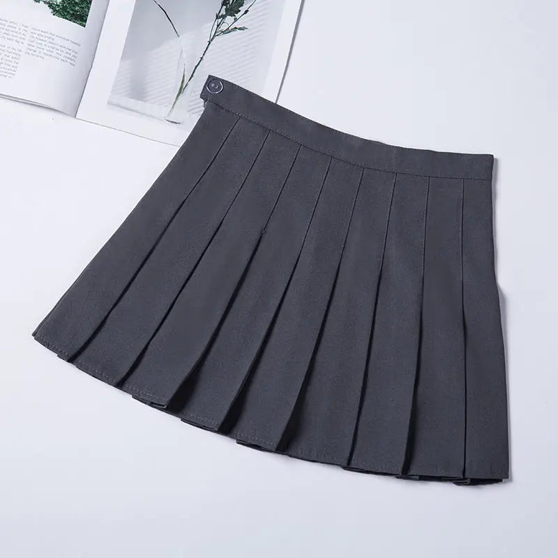 Summer Grey Plaid A-Line High Waist Mini Skirts
