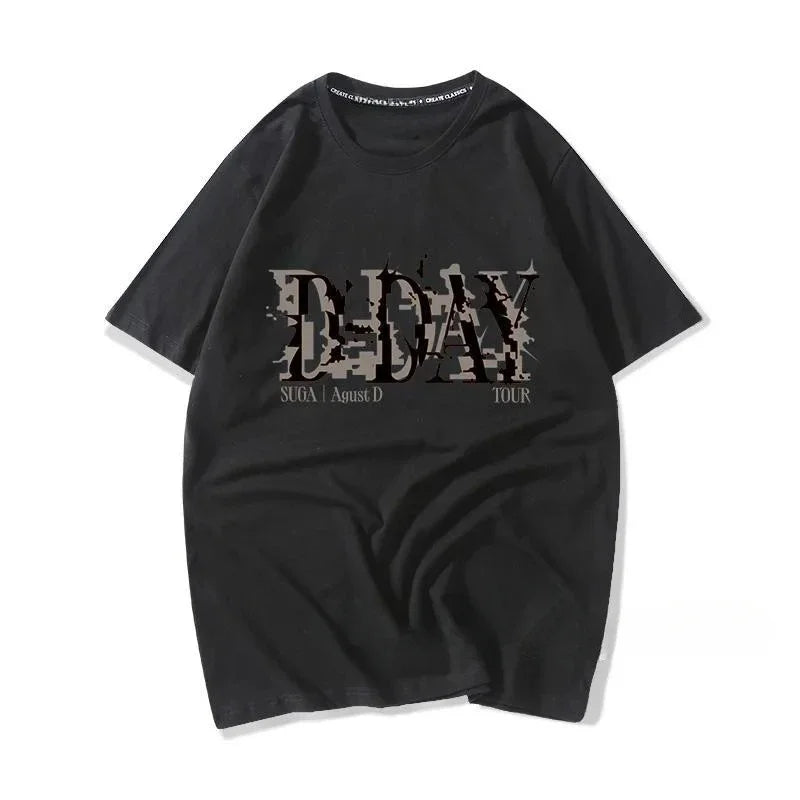 D-DAY Printed Korean Graphic T-Shirt
