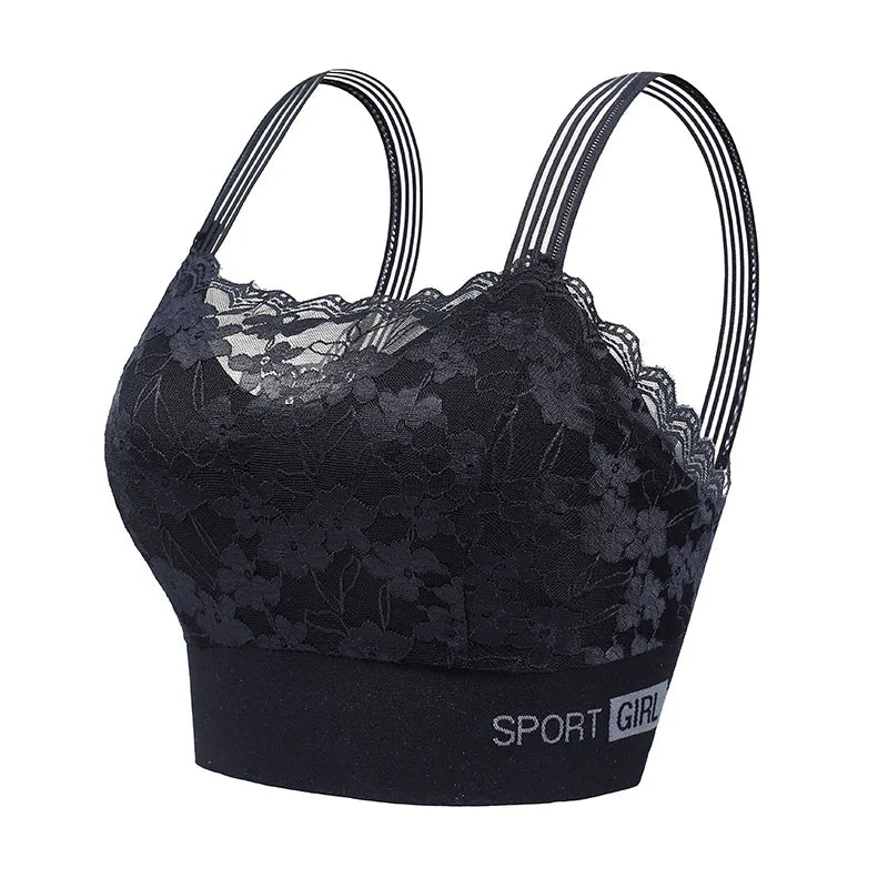 Contrast Lace Wireless Bra