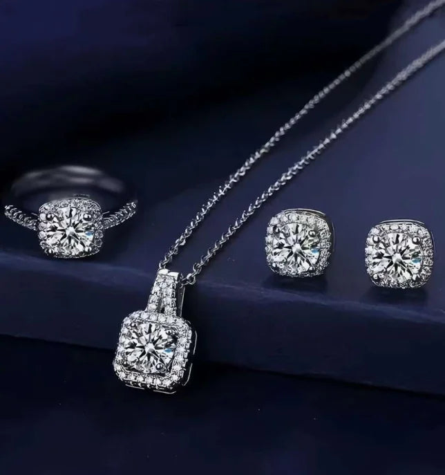 Square Zircon Crystal Jewelry Set