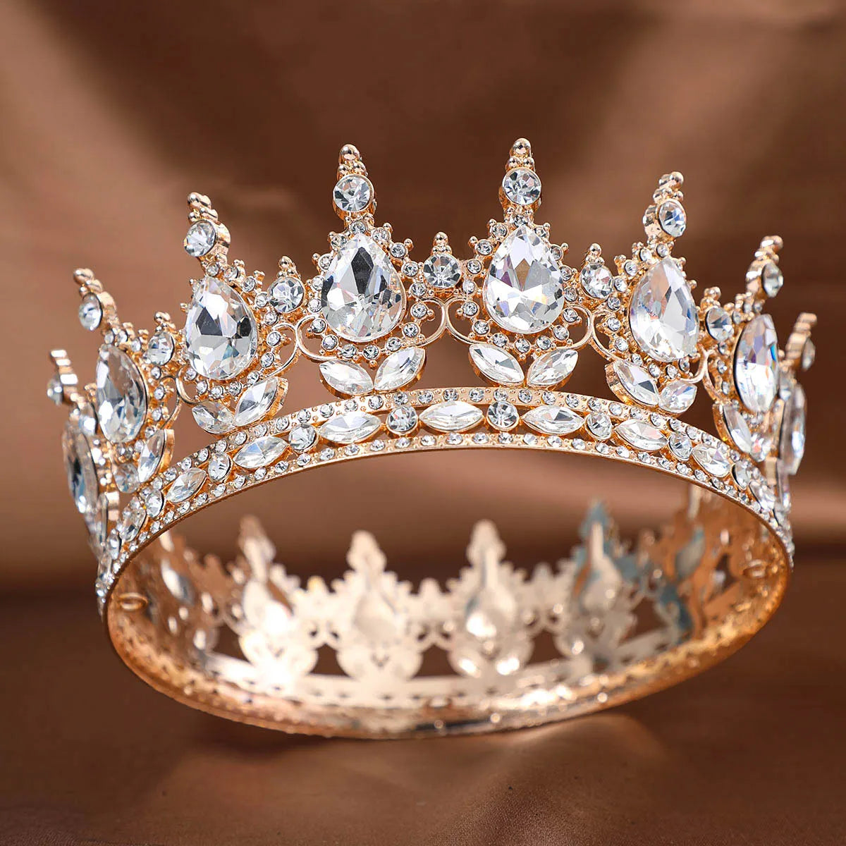 Golden Baroque Crystal Tiaras And Crown