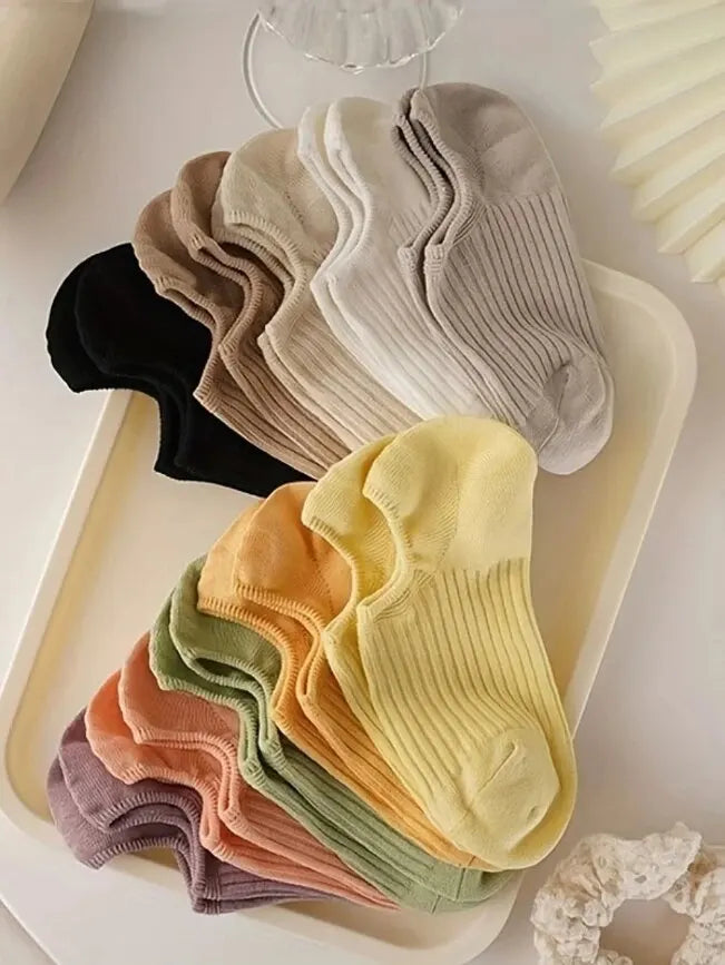 Colorful Ribbed Short Socks
