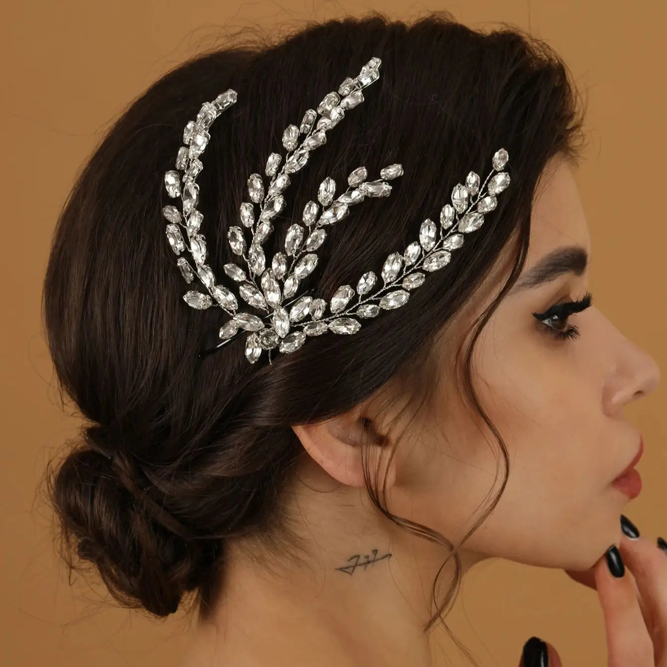 Fashion Leaf Zircon Bridal Headpiece Tiara Accessories
