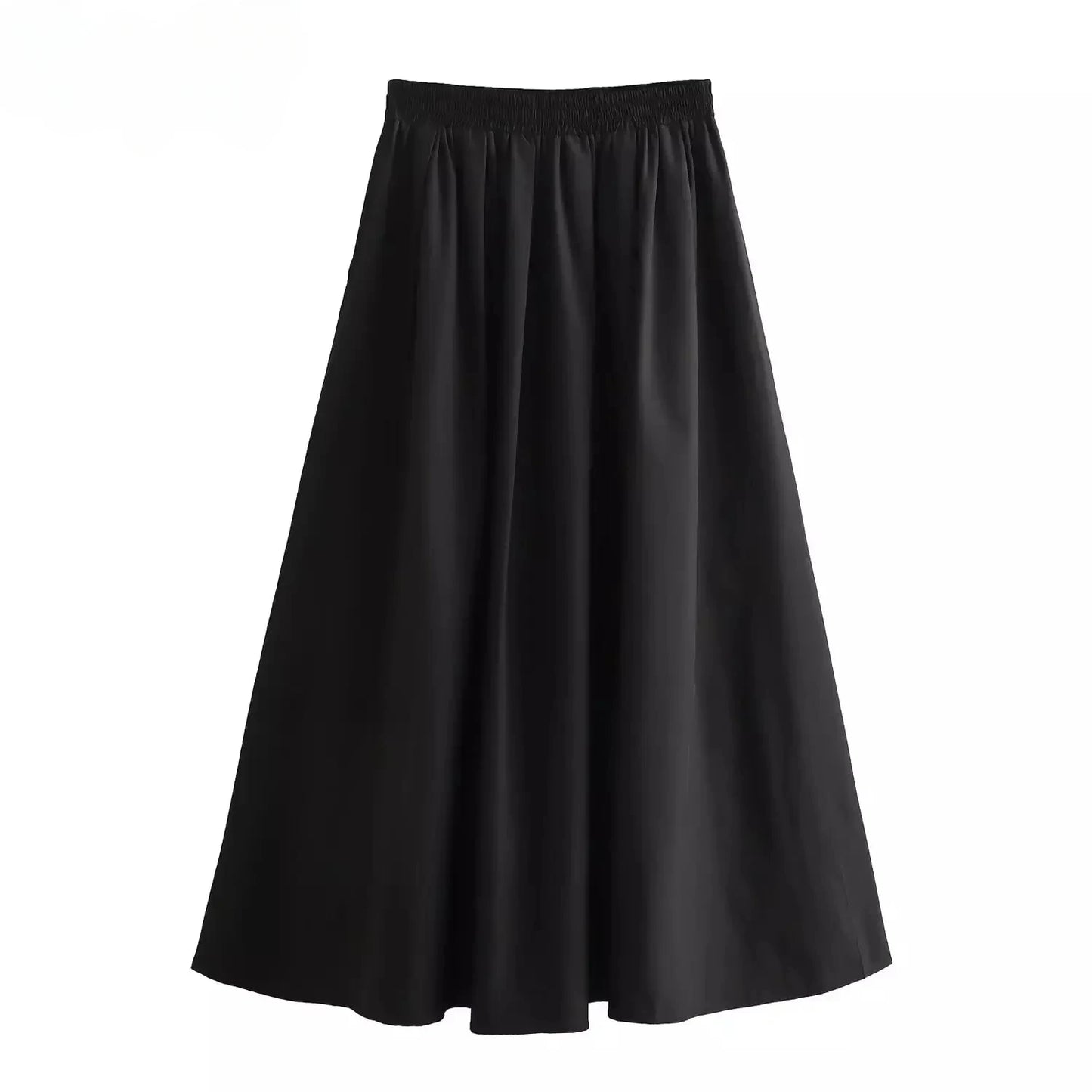 Black Wide Pleated Swing Vintage Chic High Waist Skirt