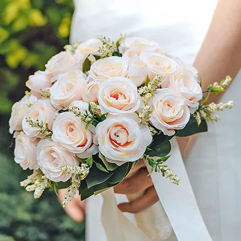 Bridal Bridesmaid Wedding Bouquet White Silk Flower