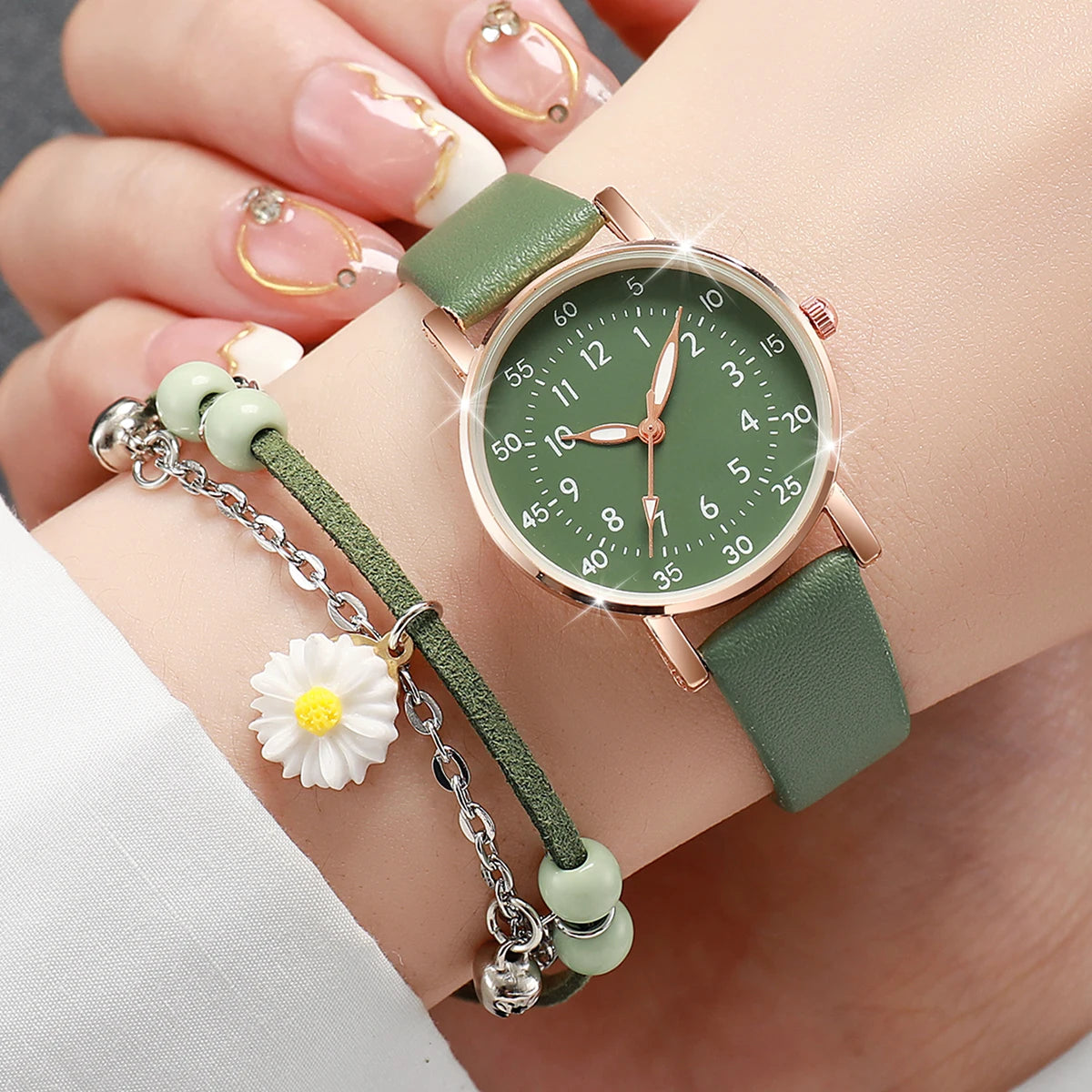 Quartz Watches Flower Bracelet Set