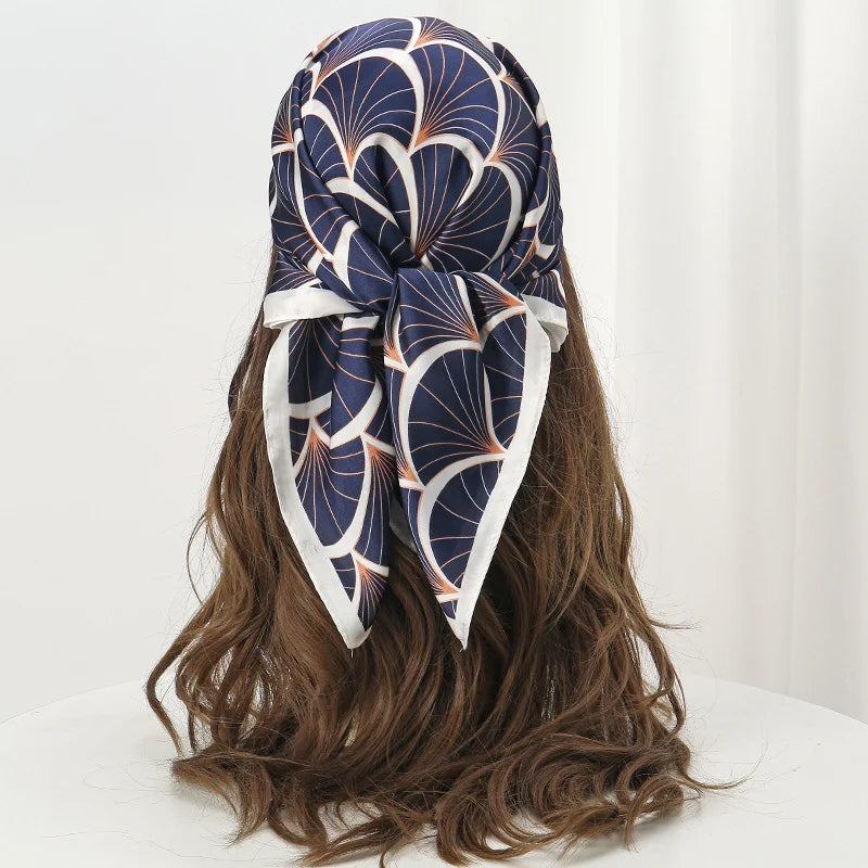 Print Satin Silk Square Scarf