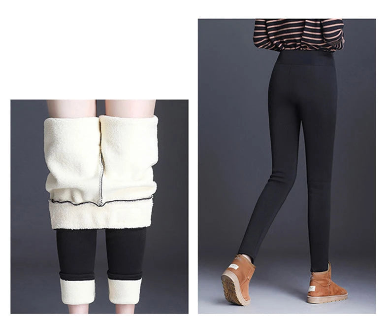 Women Lamb Fleece Legging Seamless High Waist