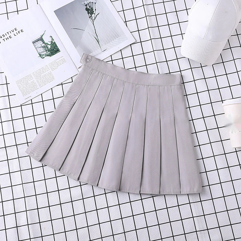 Summer Grey Plaid A-Line High Waist Mini Skirts