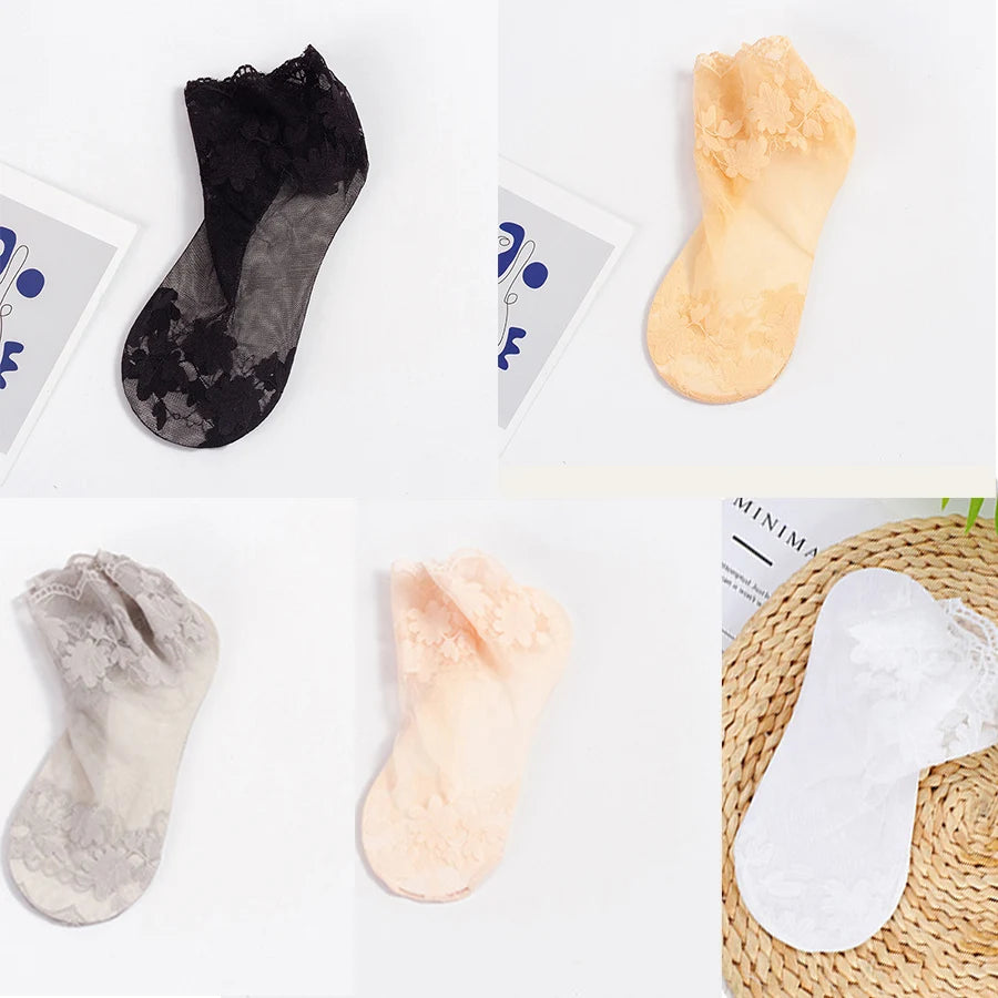 Lace Transparent Low Cut Boat Sock
