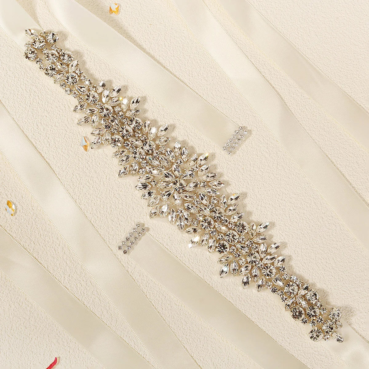 Silver Bridal Wedding Waistband Sparkling Crystal