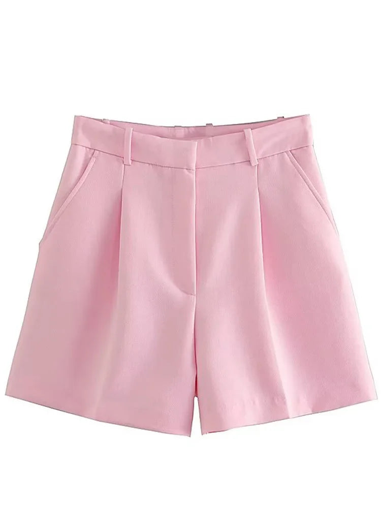 Front Zipper Shorts Vintage High Waist