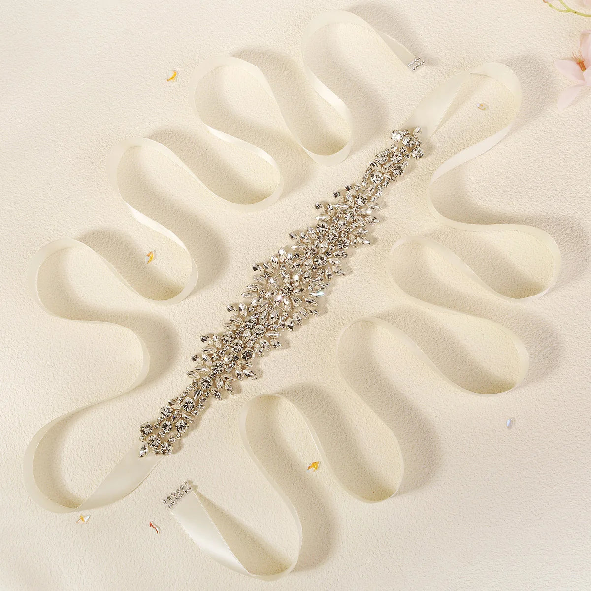 Silver Bridal Wedding Waistband Sparkling Crystal