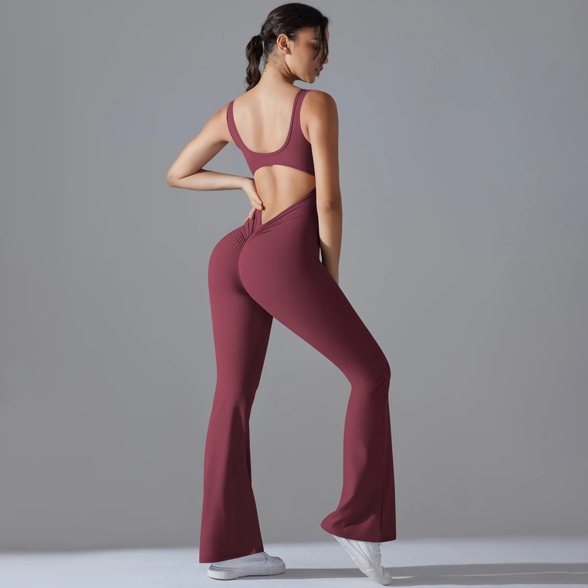 Sexy Back V Jumpsuit Gym Set Women