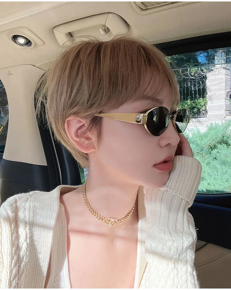 UV400 Sun Glasses Alloy Oval Eyewear