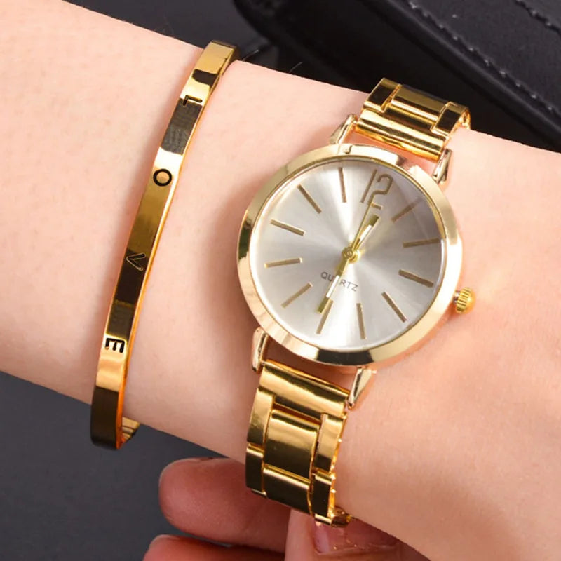 Gold Bracelet Quartz Wristwatch Watches