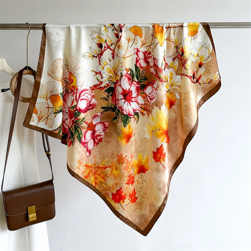 90*90Cm Square Scarf Twill Silk Bandana Pashmina